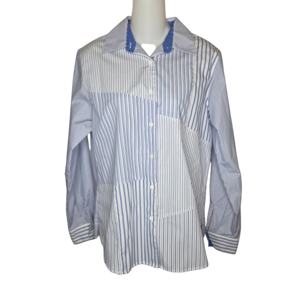 Foxcroft Sport Nwot Multi Stripe Wrinkle Free Button-up Blouse Top Size Small